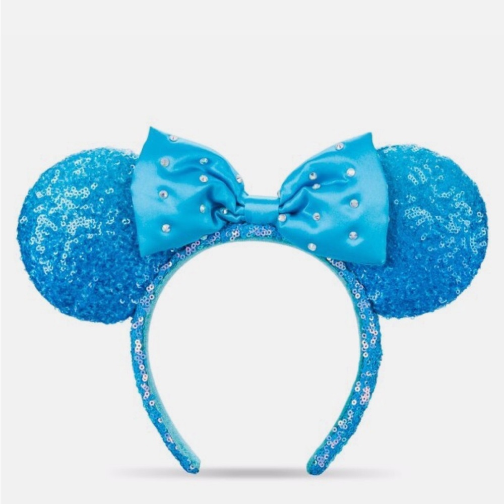 💙Disney Parks Minnie Mouse Sequin Ear Headband Adult New Release Aqua Blue